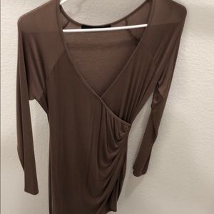 Tan/brown bodycon asymmetrical dress